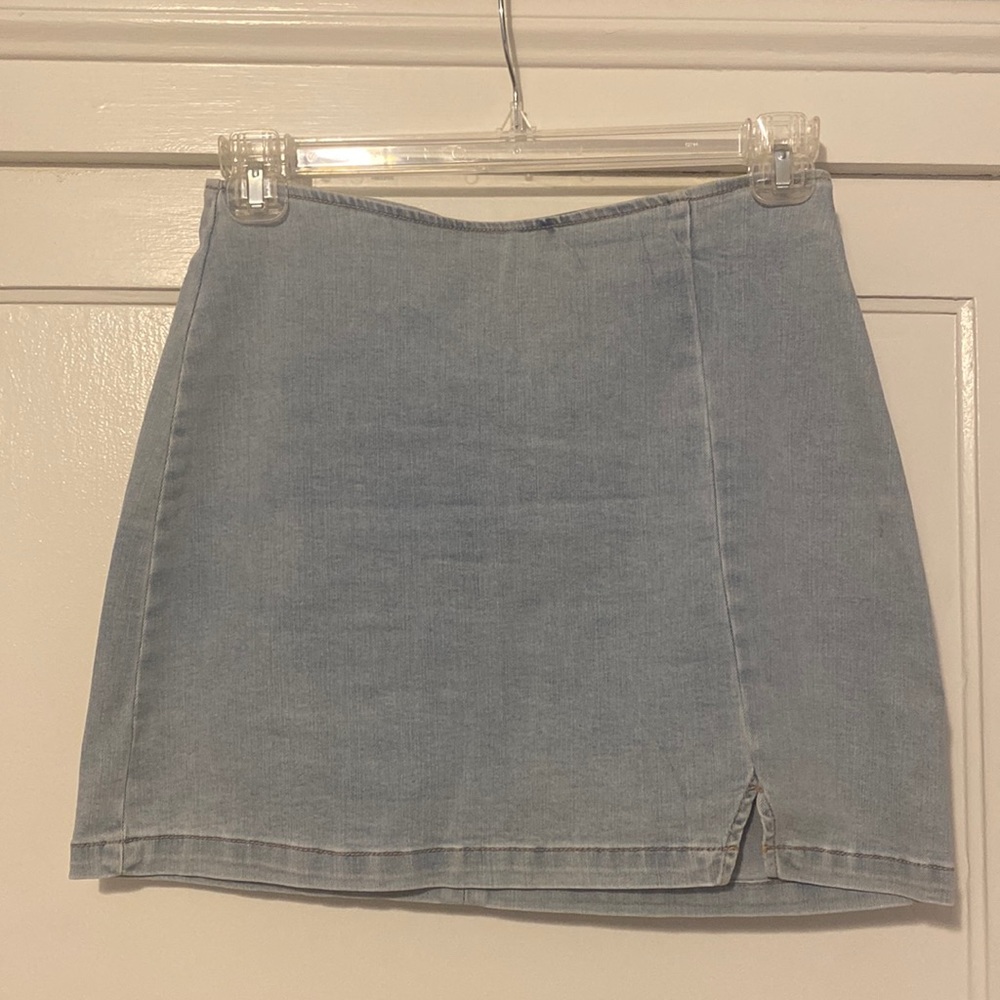 Front Seamed Denim Mini Skirt